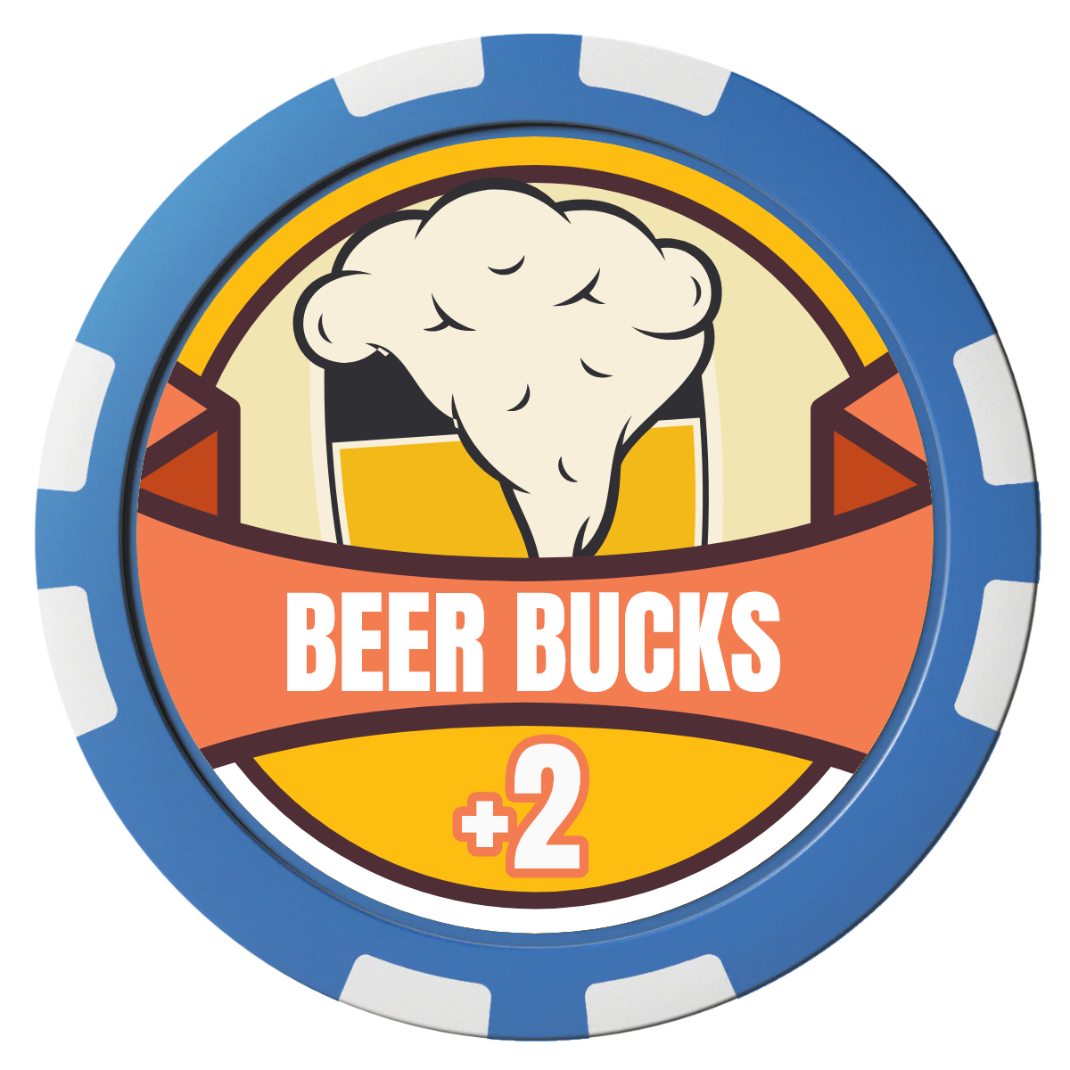 Banner Brew Composite Poker Chips - Blue / 8 Stripe - Front