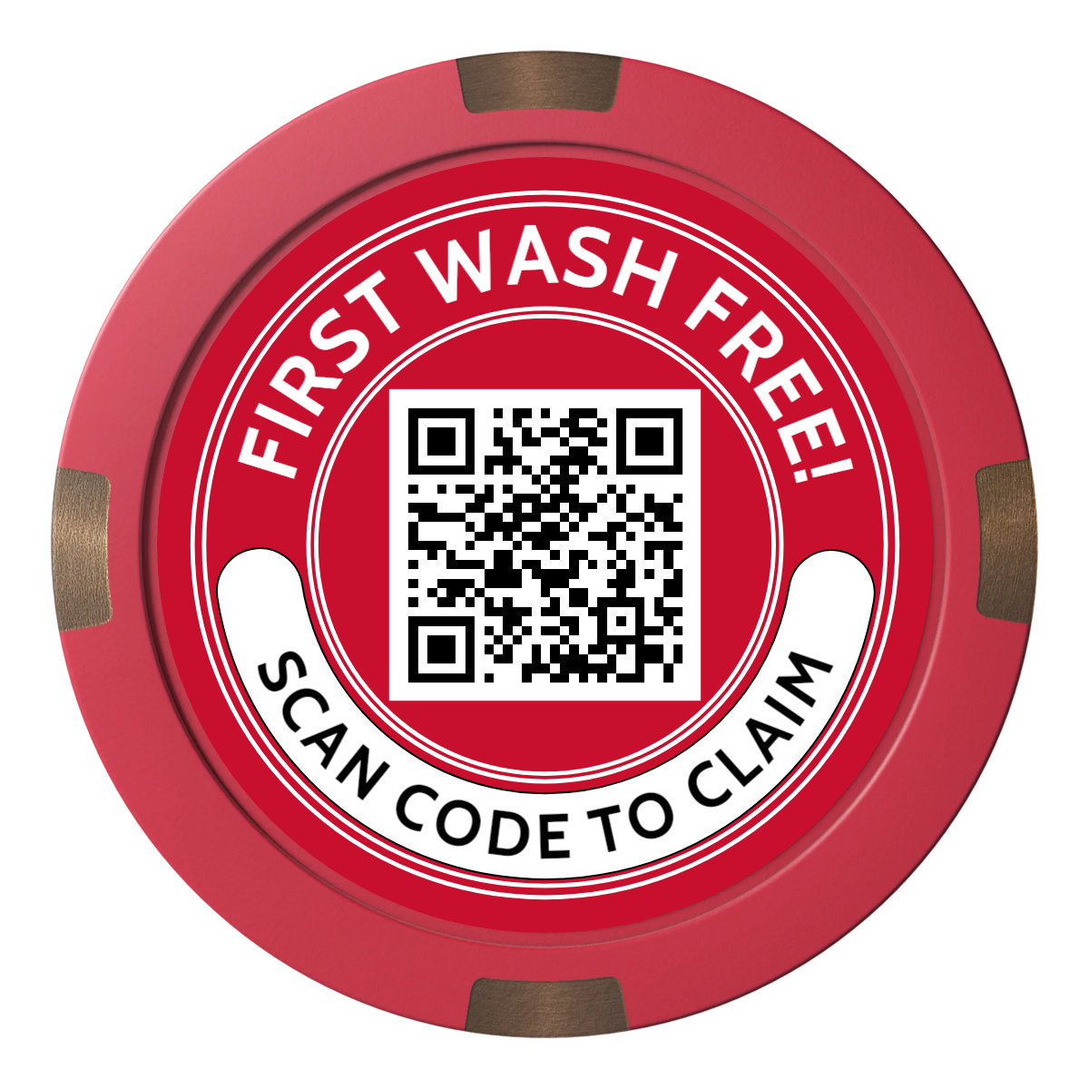 Car Wash Promotion Composite & Metal Hybrid Poker Chips - Red / 4 Spot - Back