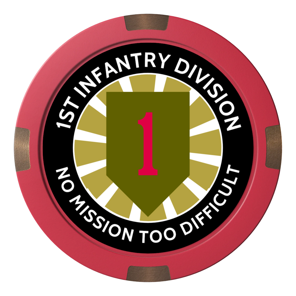 1st Infantry Division Composite & Metal Hybrid Poker Chips - Red - Front