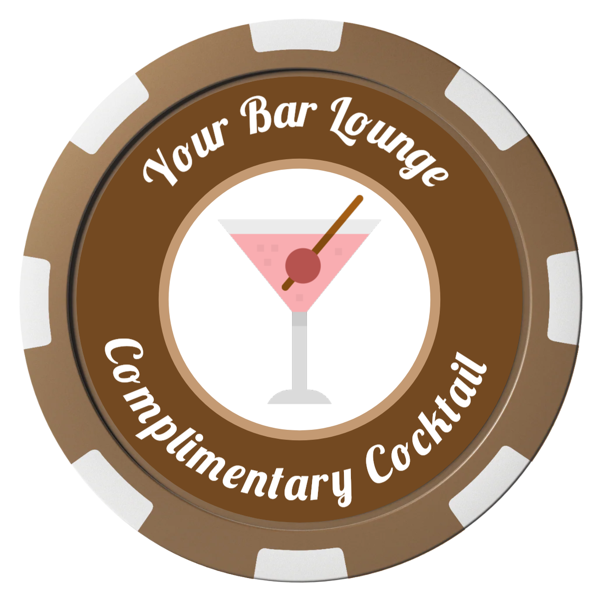 Fancy Drink Composite Poker Chips - Brown / 8 Spot - Front