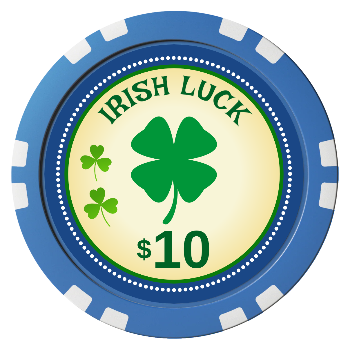 Irish Luck Composite Poker Chips - Blue / Double Stripe - Back
