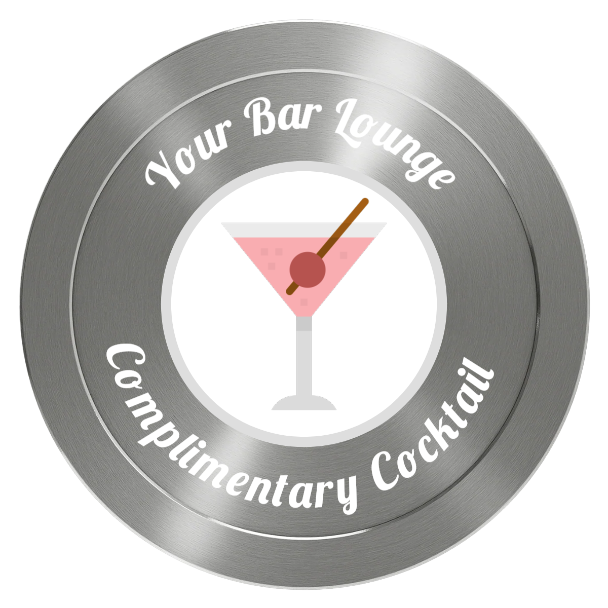Fancy Drink Aluminum Poker Chips - Silver - Front
