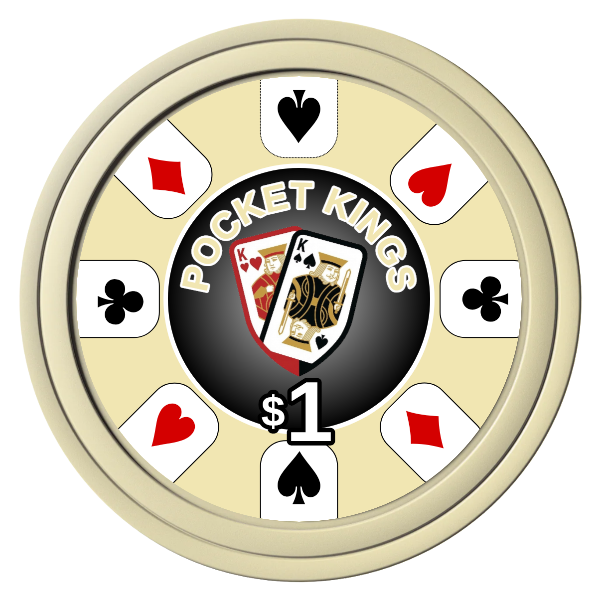 Pocket Kings Composite Poker Chips - Ivory / Solid - Front