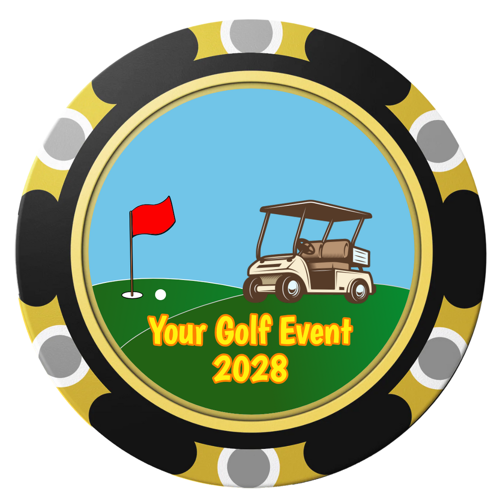 Going Golfing Today Clay Poker Chips - Black / Monte Carlo / 40mm - Front