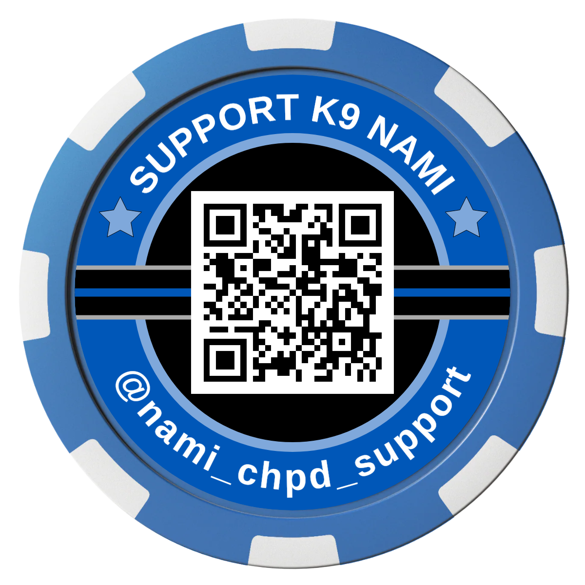 Police Department K9 #02 Composite Poker Chips - Blue / 8 Spot - Back