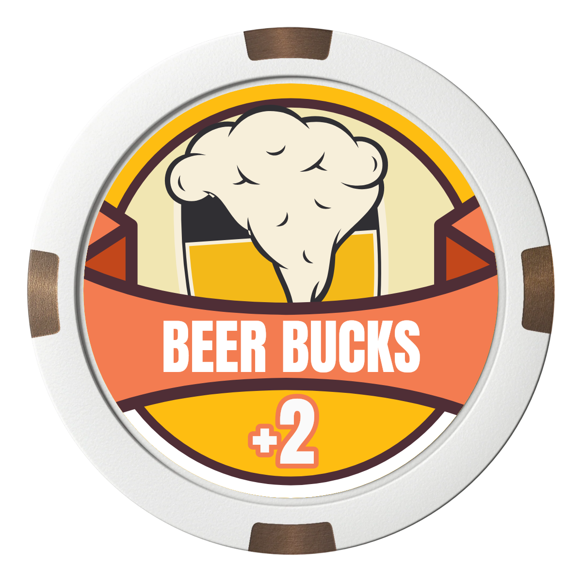 Banner Brew Composite & Metal Hybrid Poker Chips - White - Back