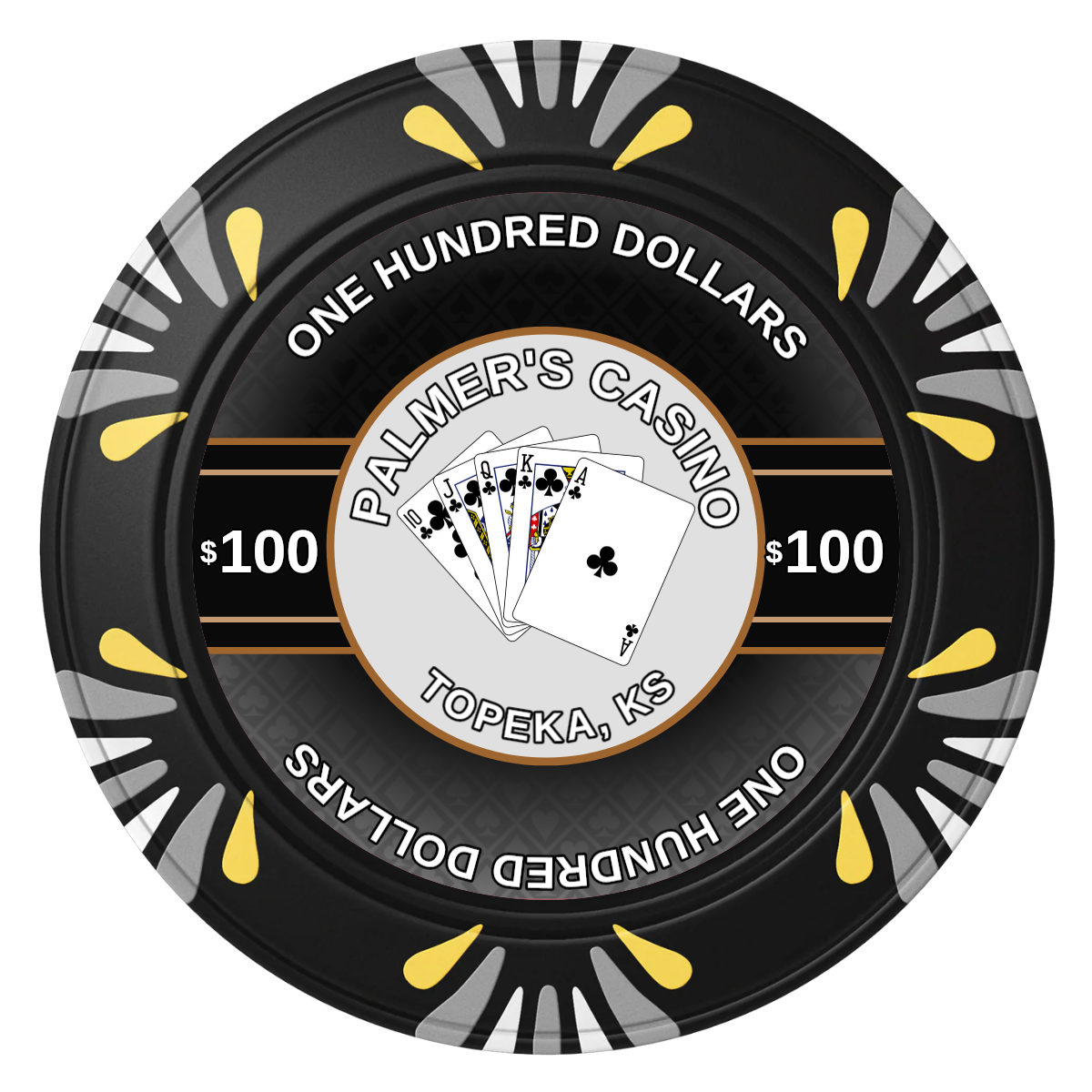 Palmer's Casino Clay Poker Chips - Black / Macau / 40mm - Front