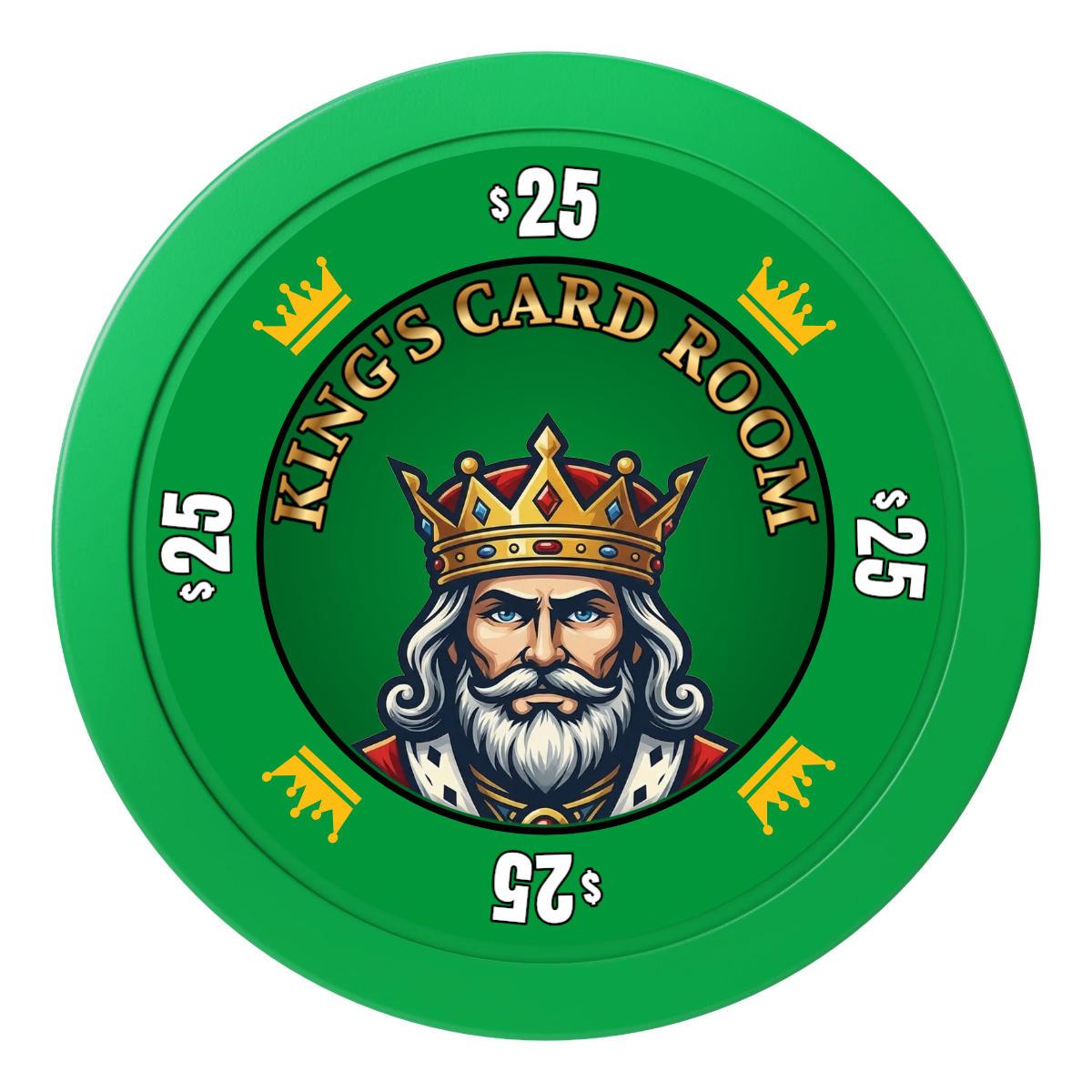 Kings 2" Oversized Poker Chips - Green - Back