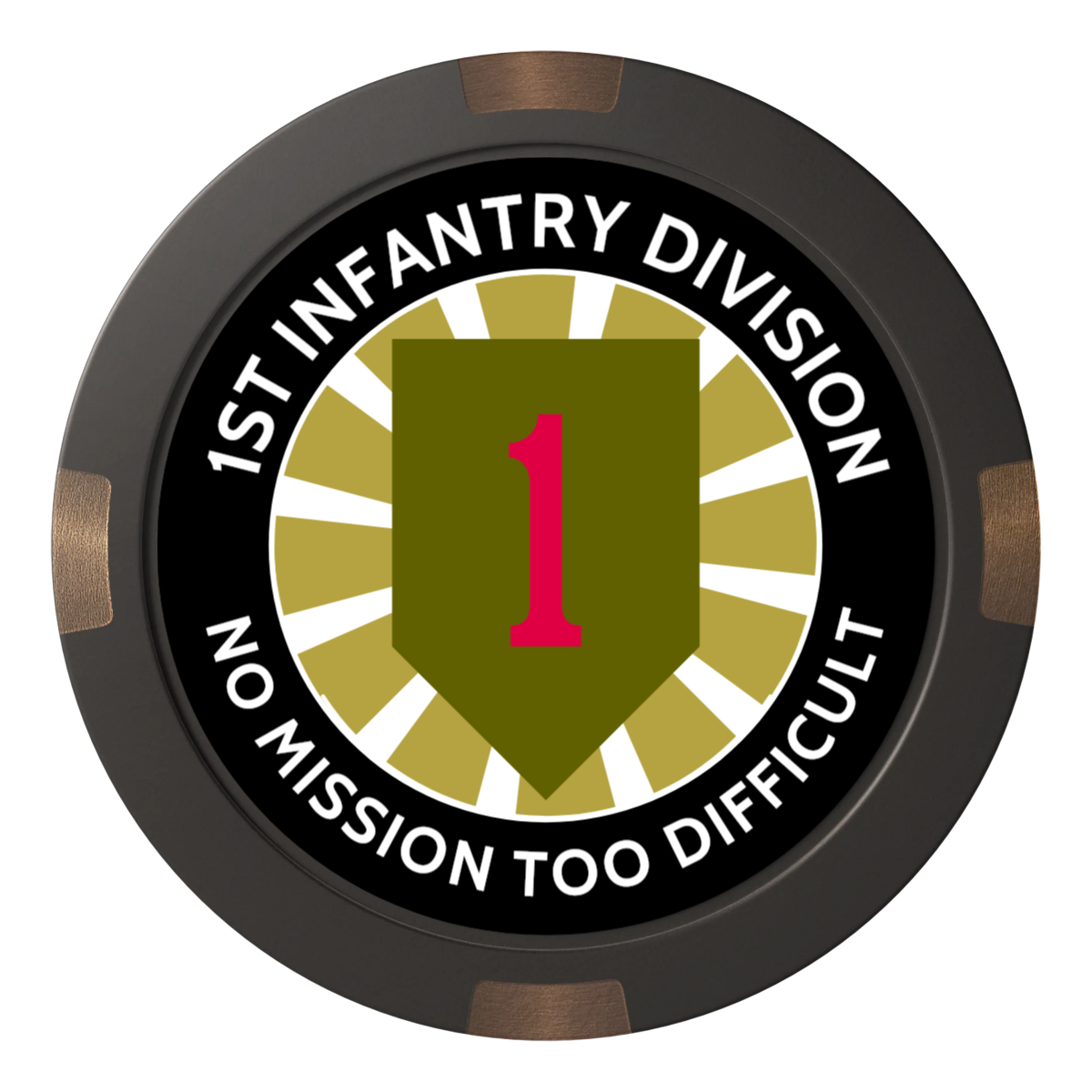1st Infantry Division Composite & Metal Hybrid Poker Chips - Black - Front