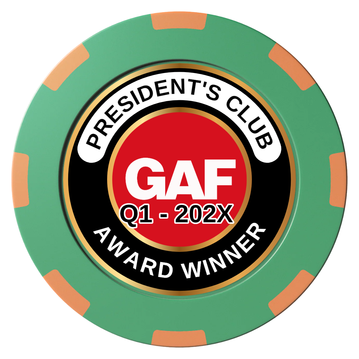 President's Club Clay Poker Chips - Green / 8 Spot (2 Tone) / 40mm - Front