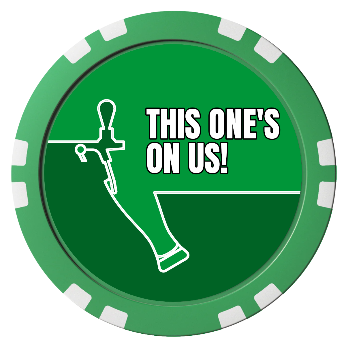 I'd Tap That Composite Poker Chips - Green / Double Stripe - Front