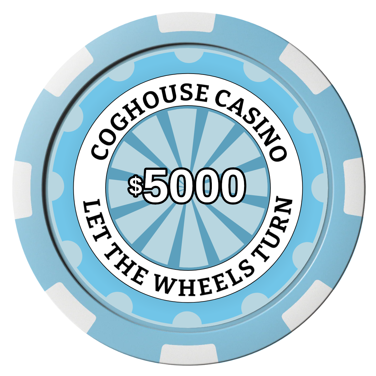 Cog House Composite Poker Chips - Light Blue / 8 Spot - Front
