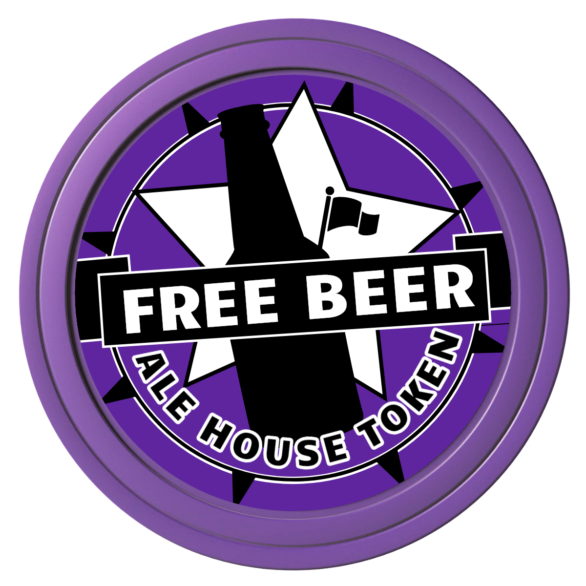 Free Beer Drink Composite Poker Chips - Purple / Solid - Front