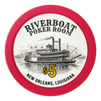 Riverboat Poker Room 2" Oversized Poker Chips - Red - Front