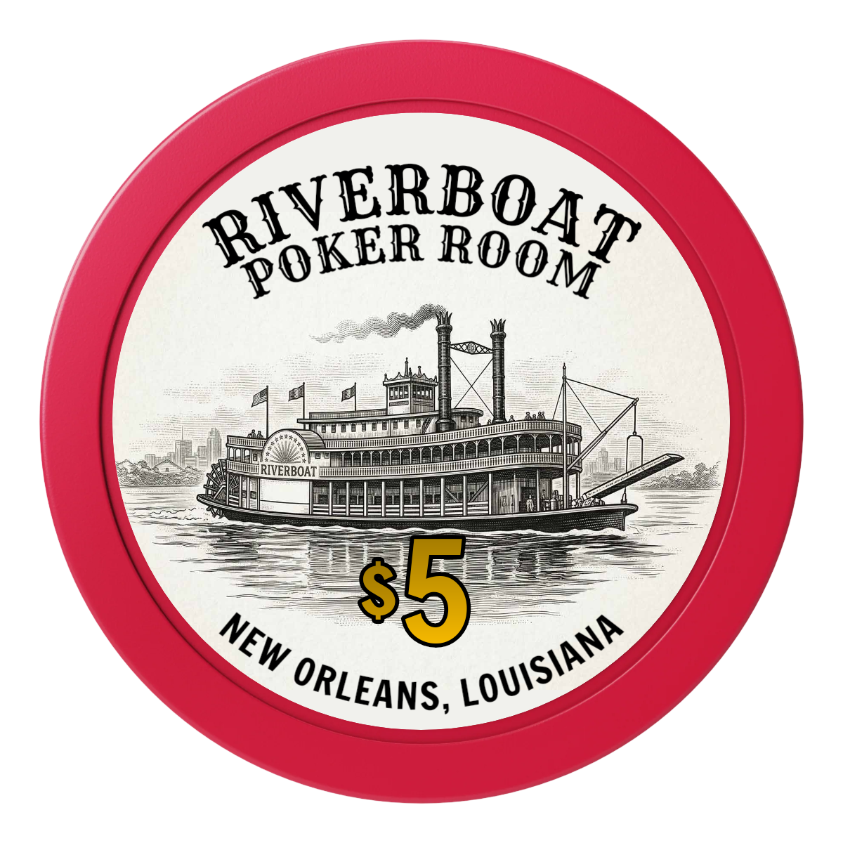Riverboat Poker Room 2" Oversized Poker Chips - Red - Front