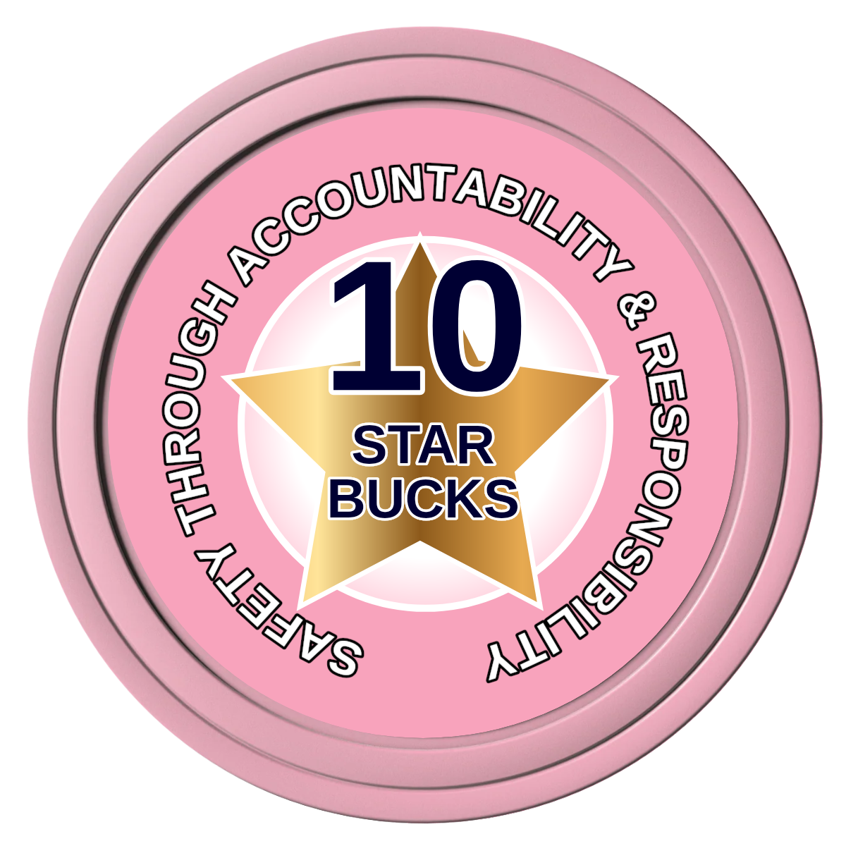 Safety Star Composite Poker Chips - Pink / Solid - Front