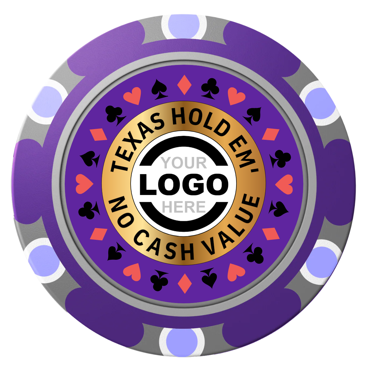 Texas Hold Em' Clay Poker Chips - Purple / Monte Carlo / 40mm - Front