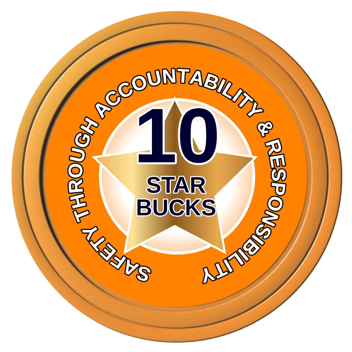 Safety Star Composite Poker Chips - Orange / Solid - Front