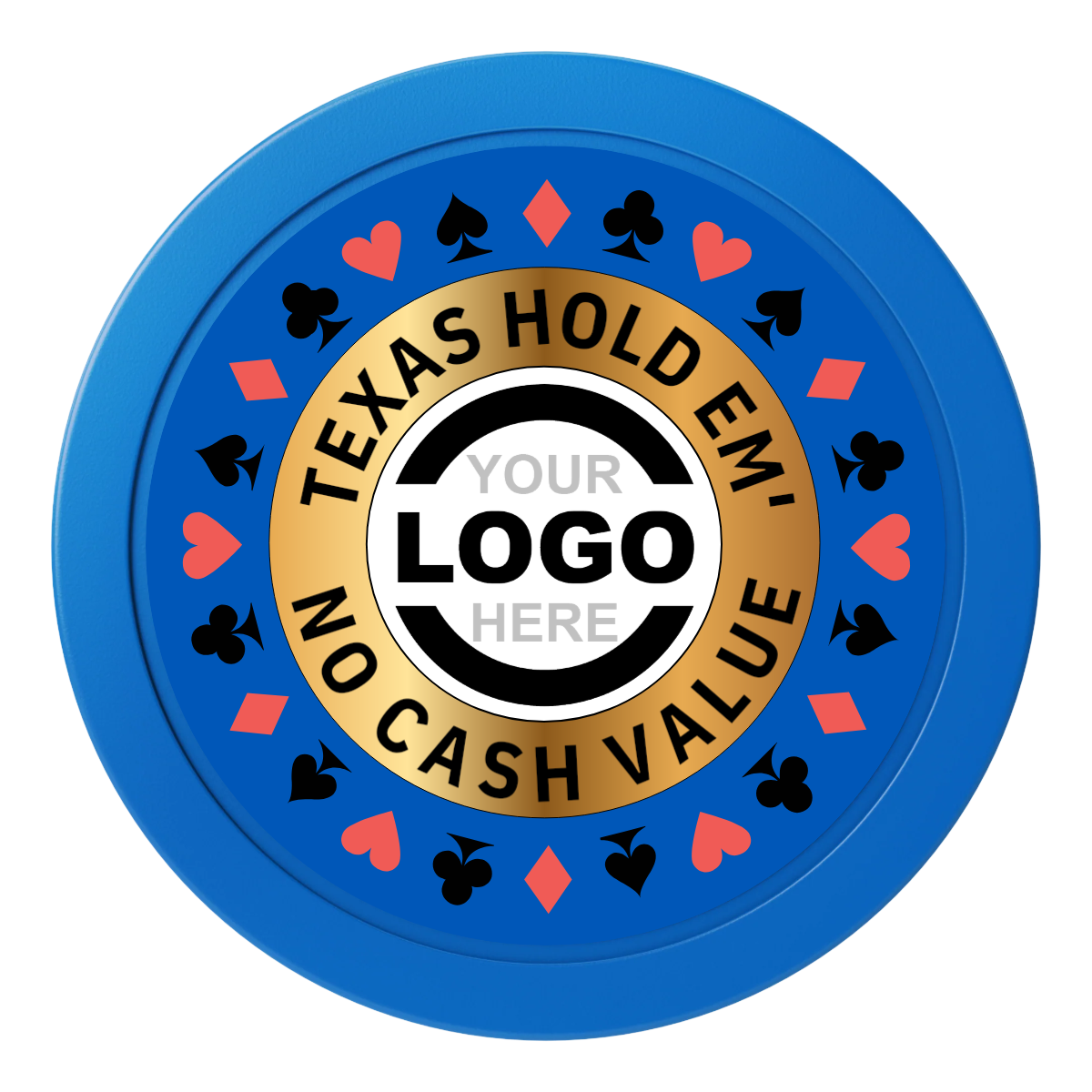 Texas Hold Em' 2" Oversized Poker Chips - Blue - Back