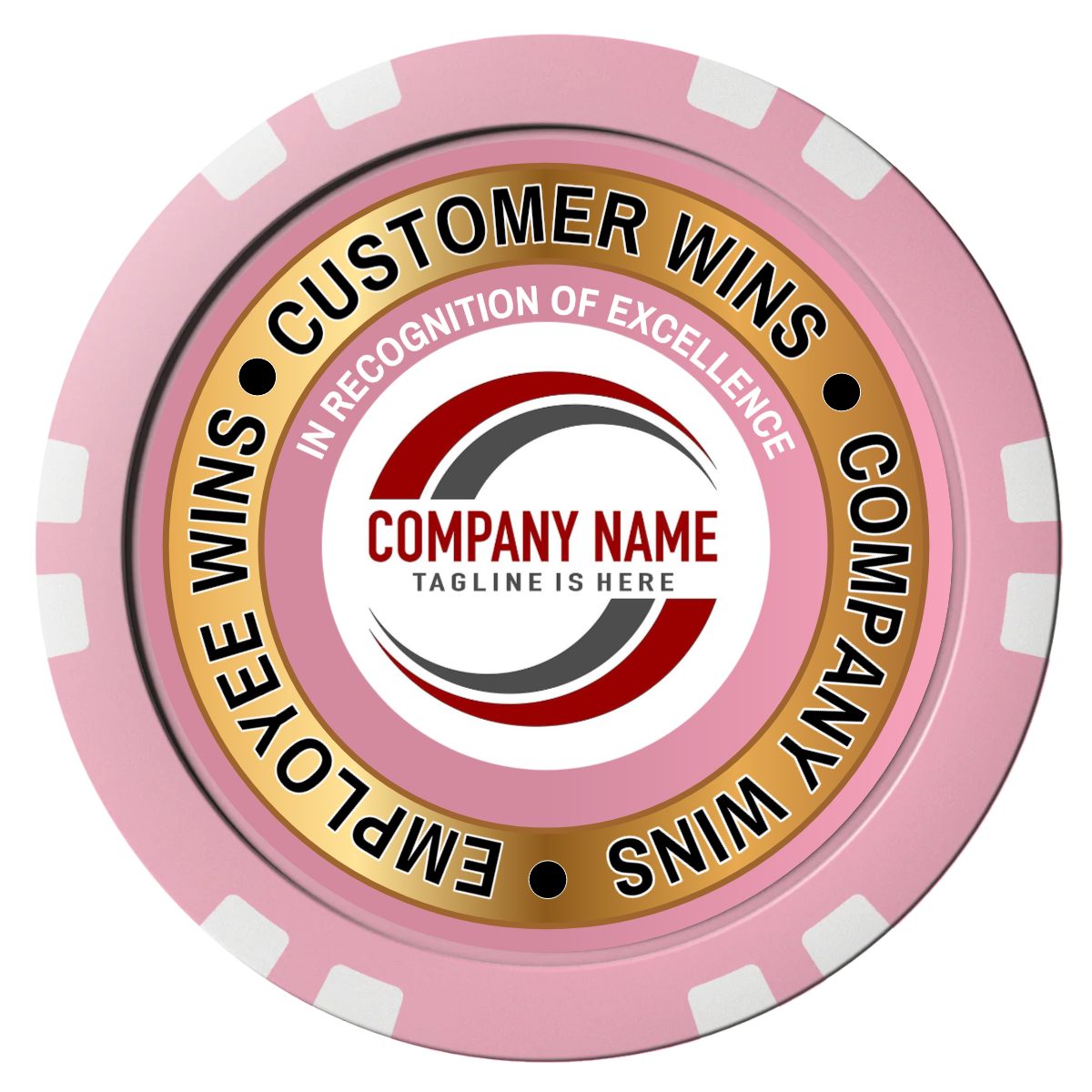 Gold Standard Composite Poker Chips - Pink / Double Stripe - Front