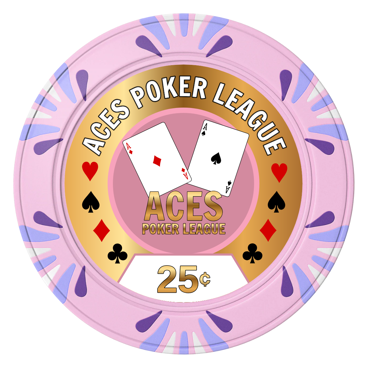 Aces Poker League Clay Poker Chips - Pink / Macau / 40mm - Front