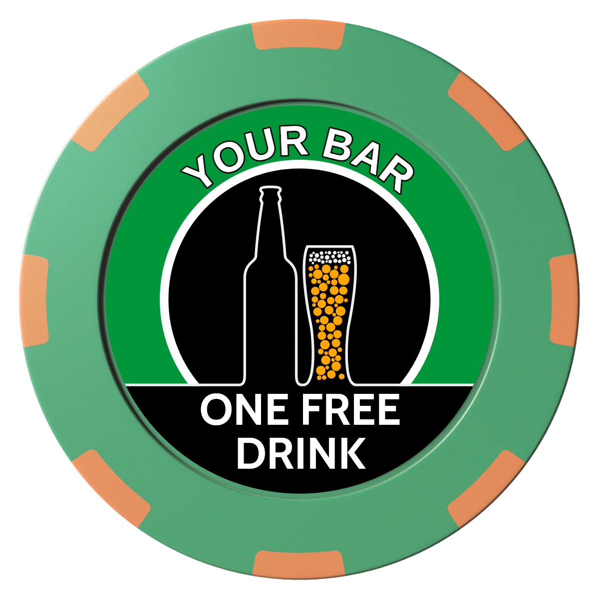 Beer and Glass Clay Poker Chips - Green / 8 Spot (2 Tone) / 40mm - Front