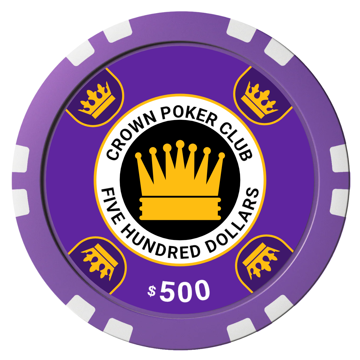 Crown Card Room Composite Poker Chips - Purple / Double Stripe - Front