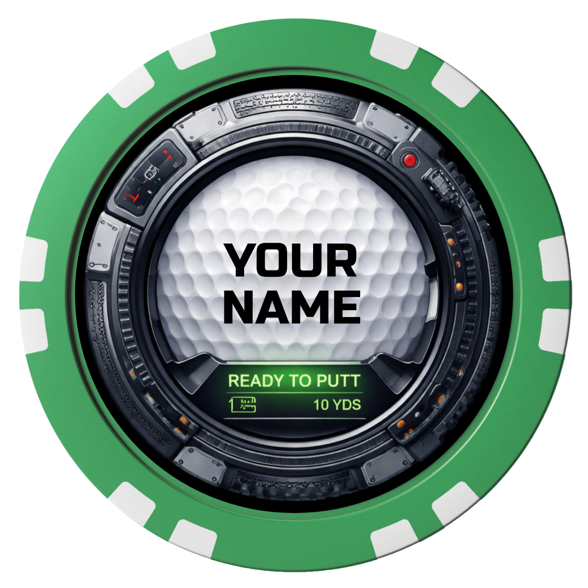 Auto Marked IV Composite Poker Chips - Green / Double Stripe - Front