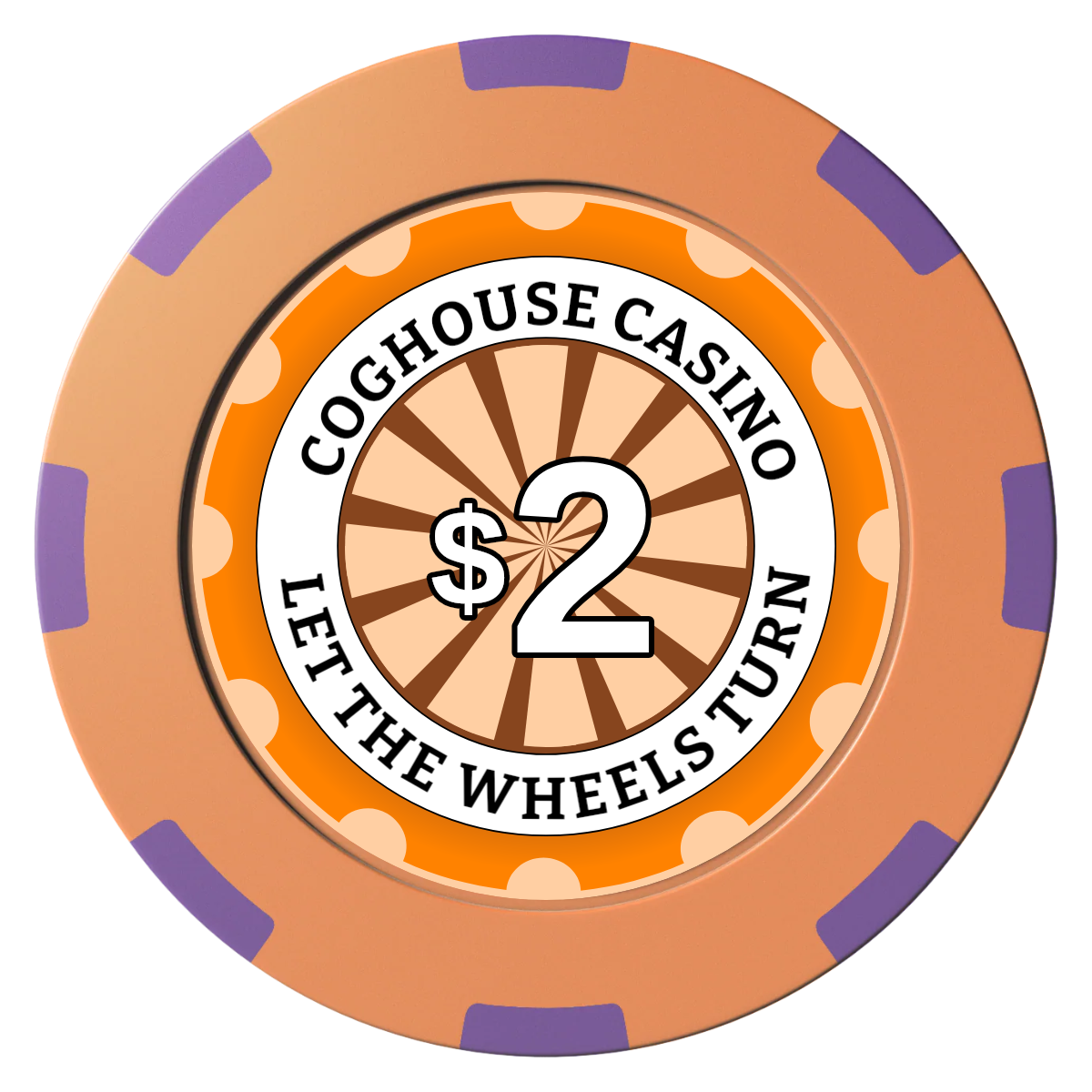 Cog House Clay Poker Chips - Orange / 8 Spot (2 Tone) / 40mm - Front