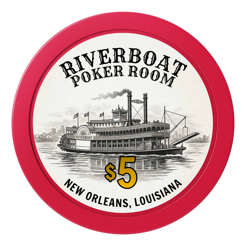 Riverboat Poker Room 2" Oversized Poker Chips - Red - Back