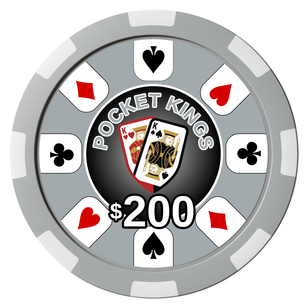 Pocket Kings Composite Poker Chips - Gray / 8 Spot - Front