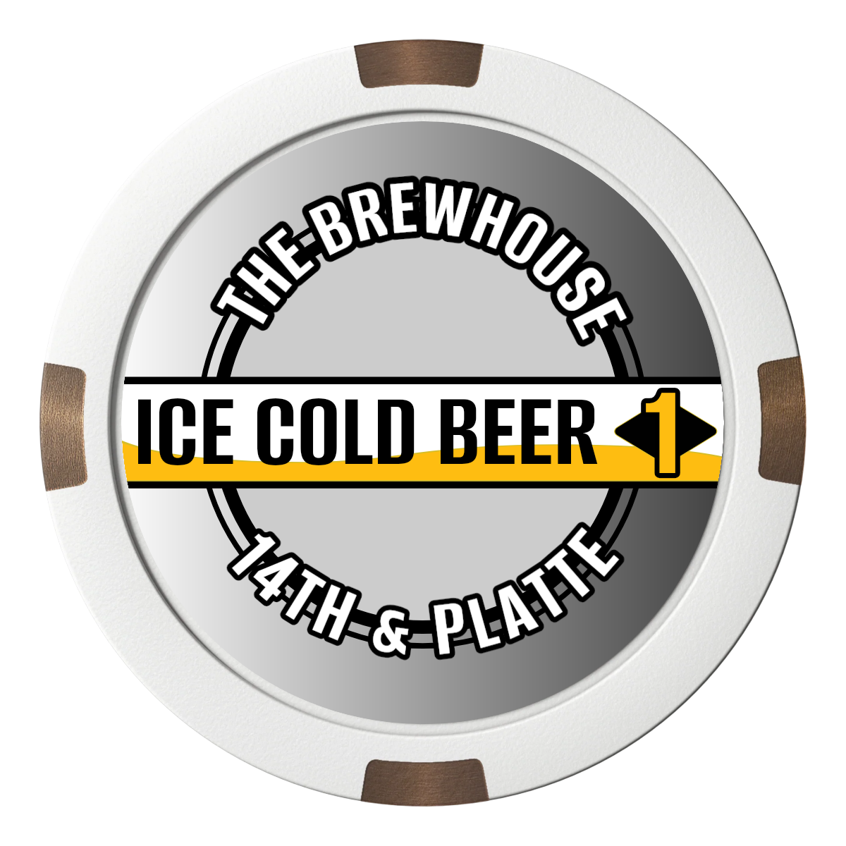 Ice Cold Beer Drink Token Composite & Metal Hybrid Poker Chips - White - Front