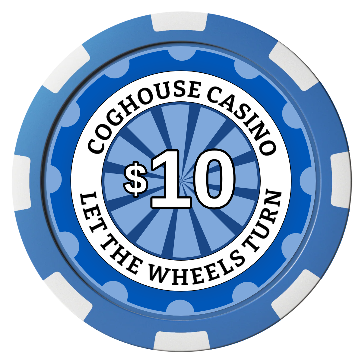 Cog House Magnetic Composite Poker Chips - Blue / 8 Spot - Front