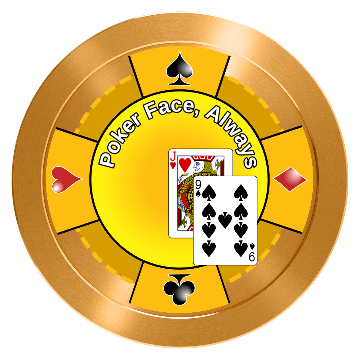 Jack Nine Card Room Aluminum Poker Card Guards - Gold - Front