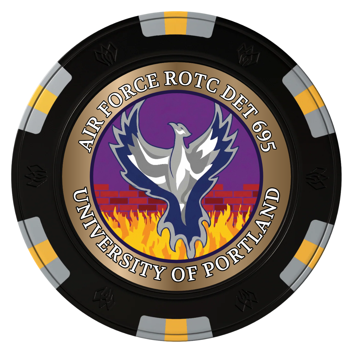 Air Force ROTC Det 695 Clay Poker Chips - Black / 6 Spot Gem / 40mm - Front