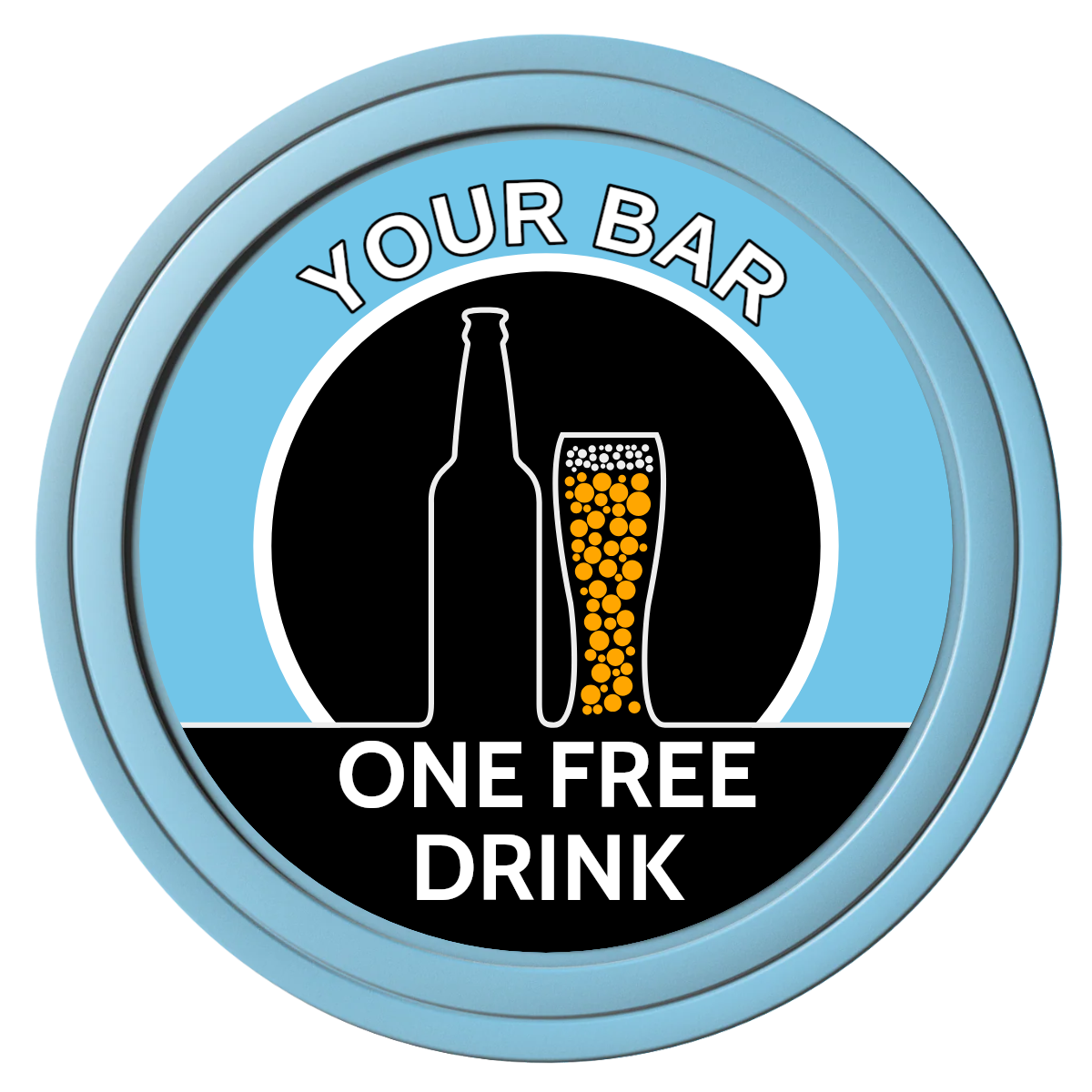 Beer and Glass Composite Poker Chips - Light Blue / Solid - Front