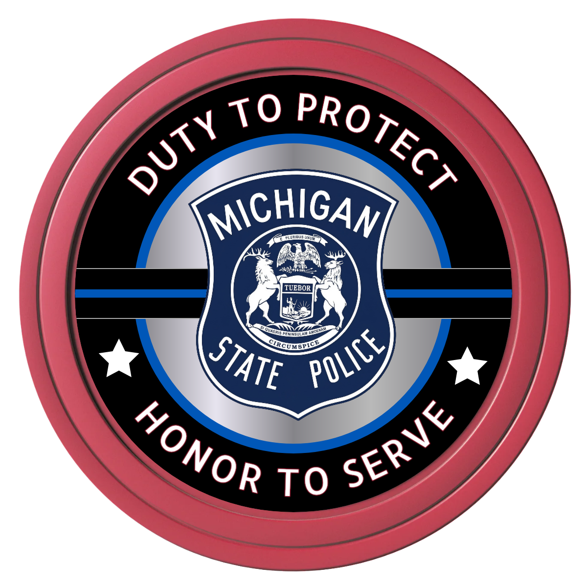 Police Department #01 Composite Poker Chips - Red / Solid - Front