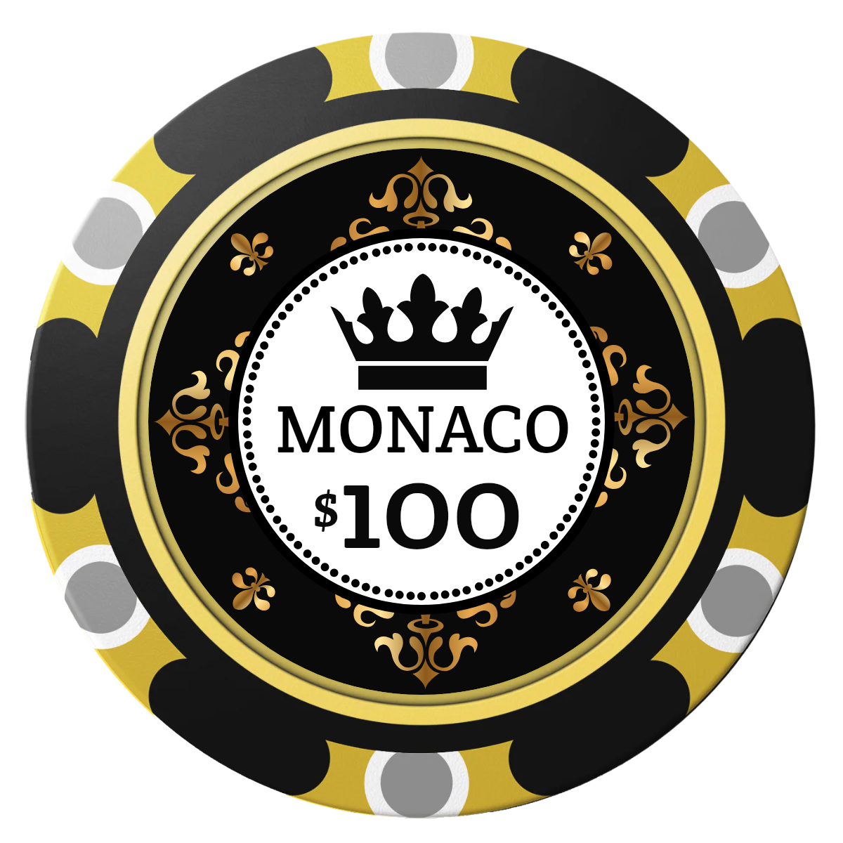 Monaco #001 Clay Poker Chips - Black / Monte Carlo / 40mm - Back