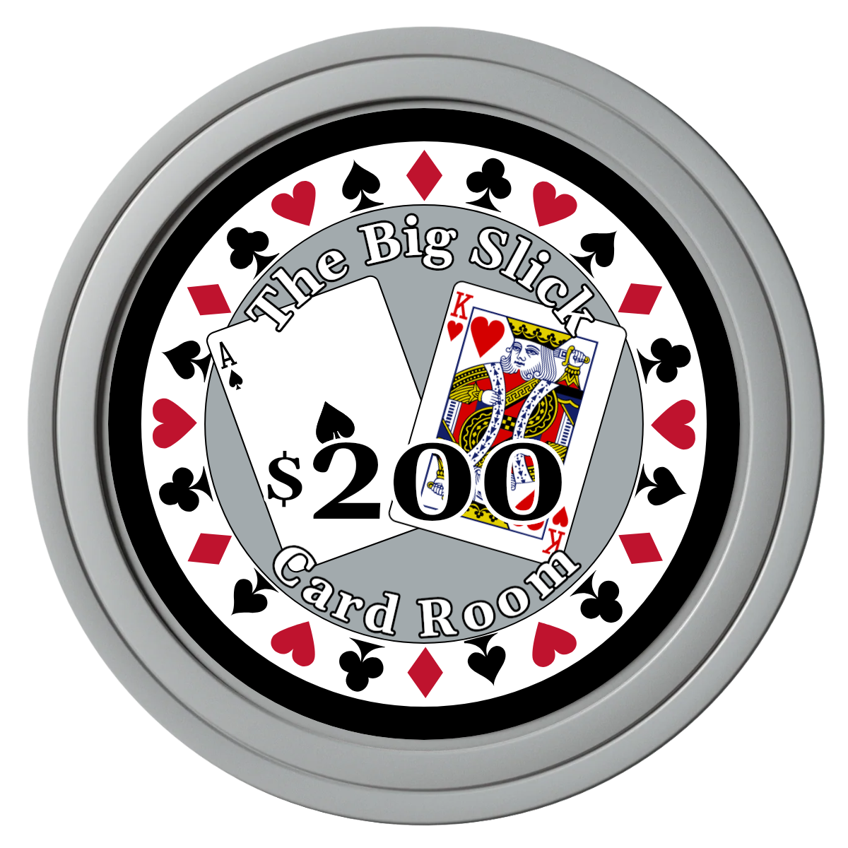 AK Big Slick Composite Poker Chips - Gray / Solid - Front