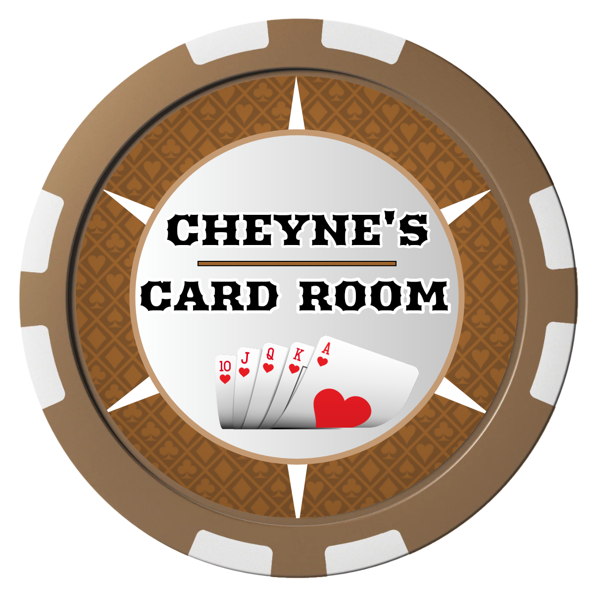 Cheyne's Card Room Composite Poker Chips - Brown / 8 Stripe - Front