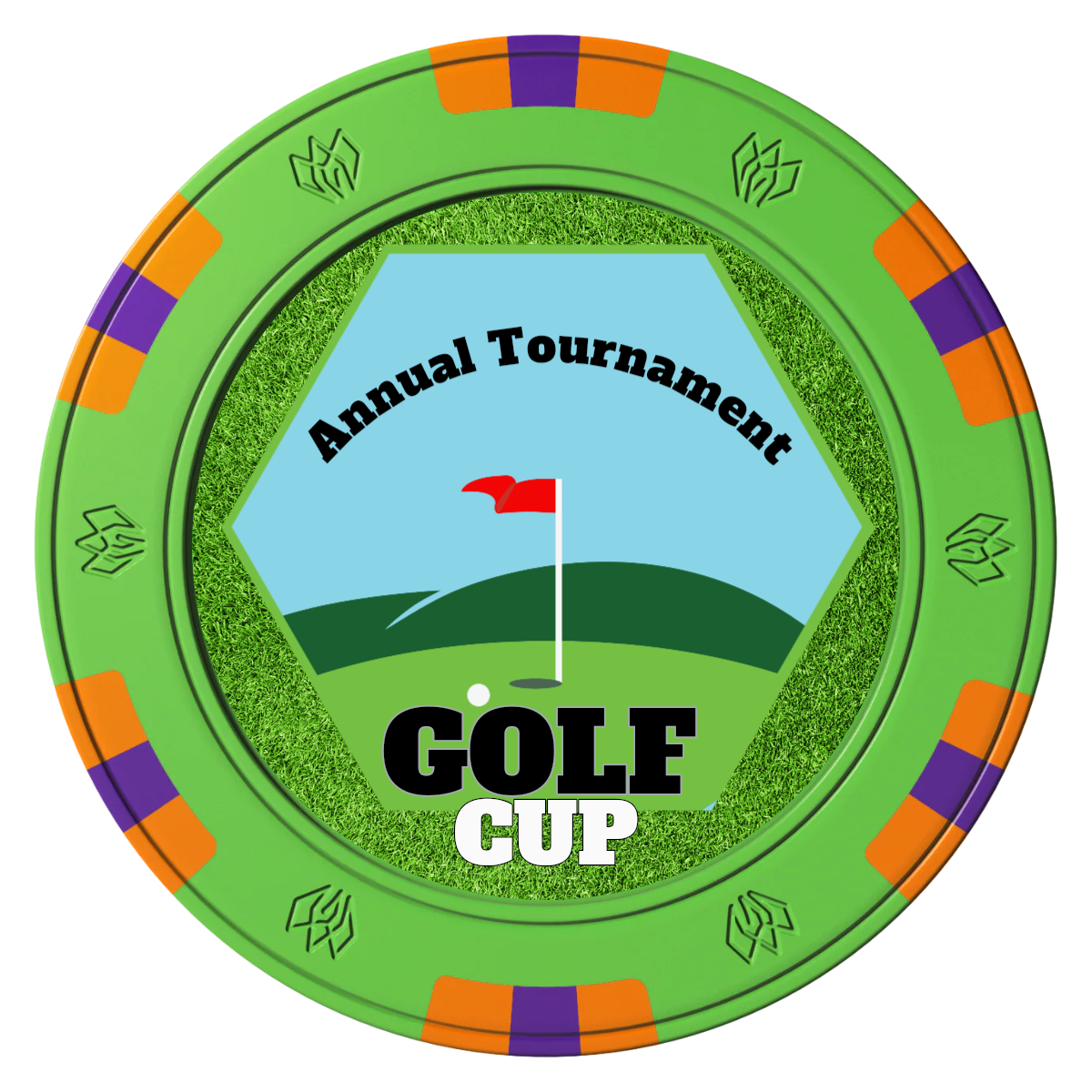 Golf Cup Clay Poker Chips - Green / 6 Spot Gem / 40mm - Back