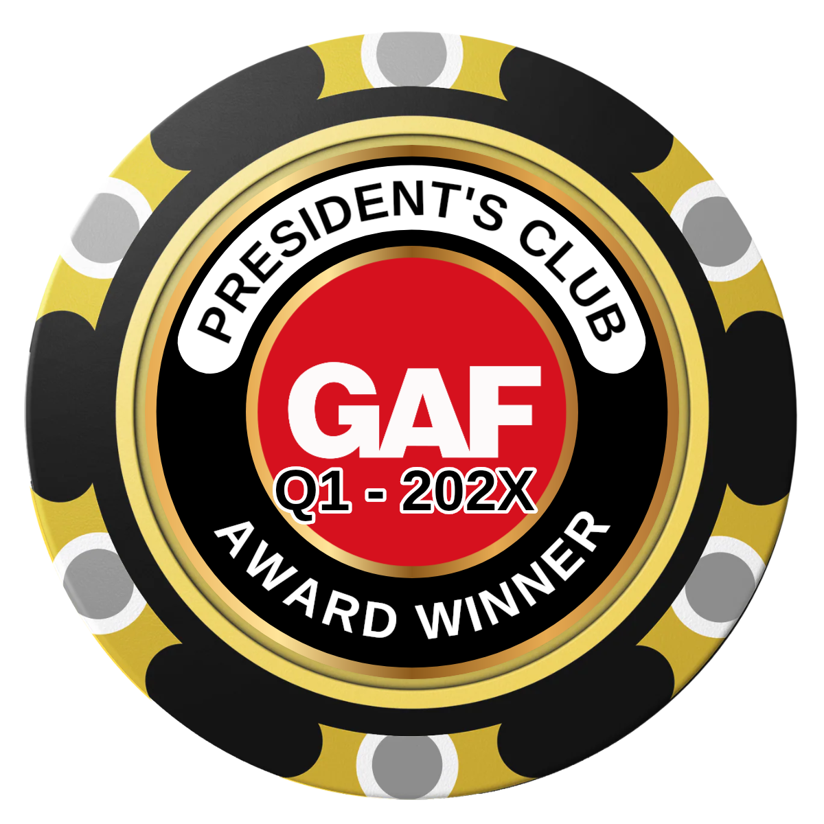 President's Club Clay Poker Chips - Black / Monte Carlo / 40mm - Back