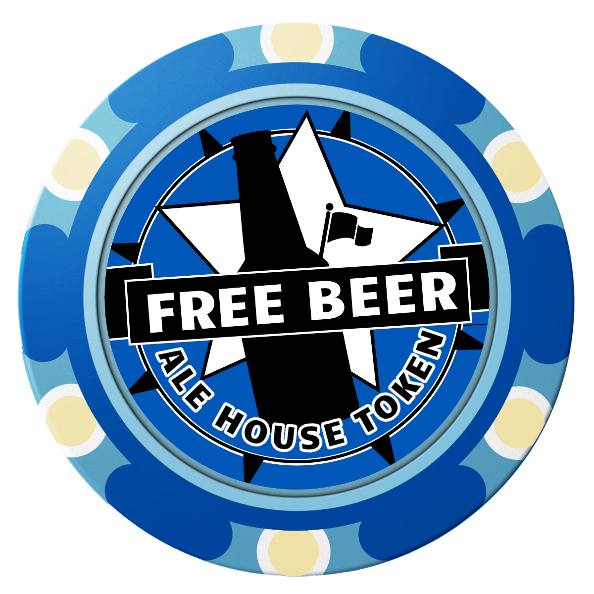 Free Beer Drink Clay Poker Chips - Blue / Monte Carlo / 40mm - Front