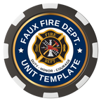 Faux Fire Dept. #01 Magnetic Composite Poker Chips - Black / 8 Spot - Front
