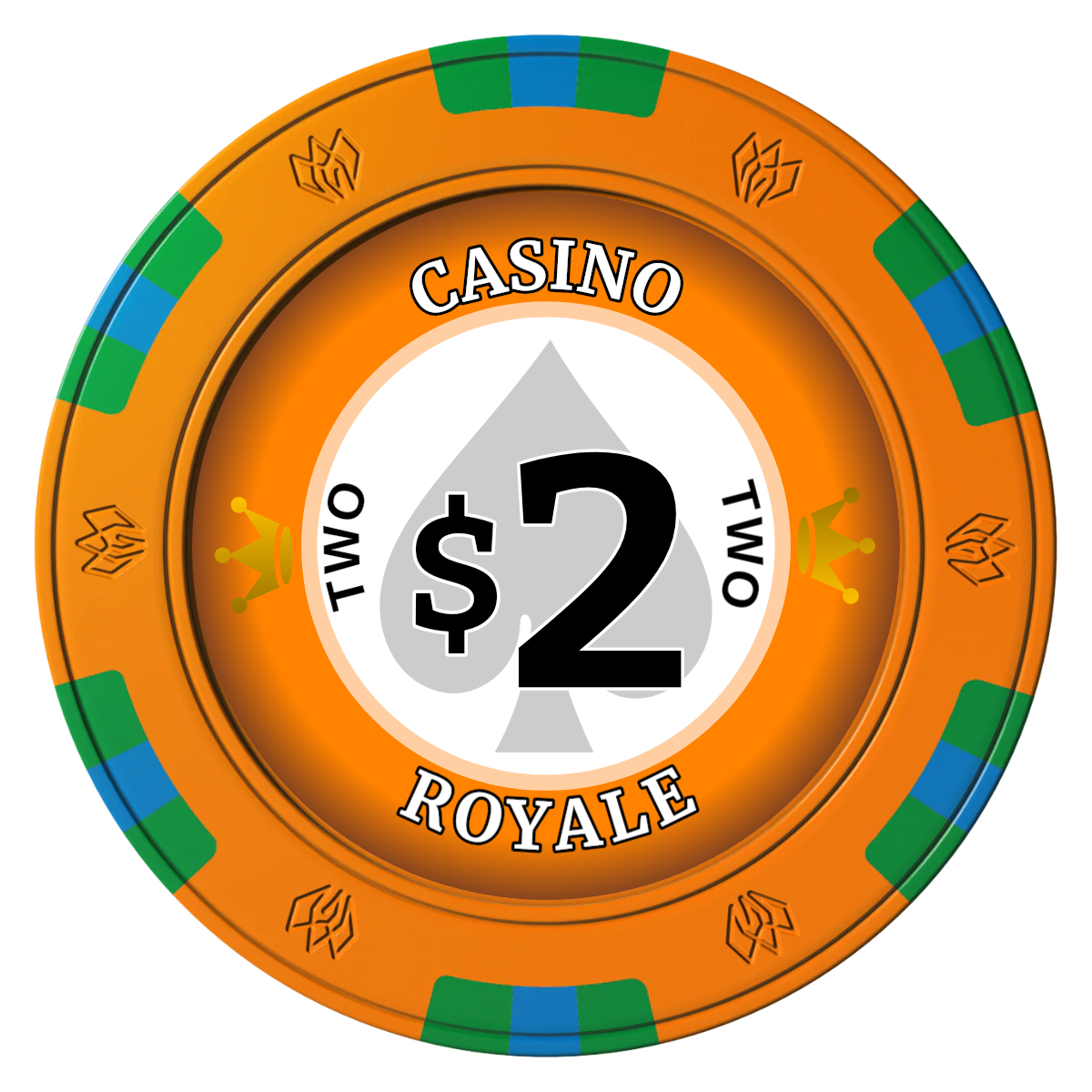 Casino Royale Clay Poker Chips - Orange / 6 Spot Gem / 43mm - Front