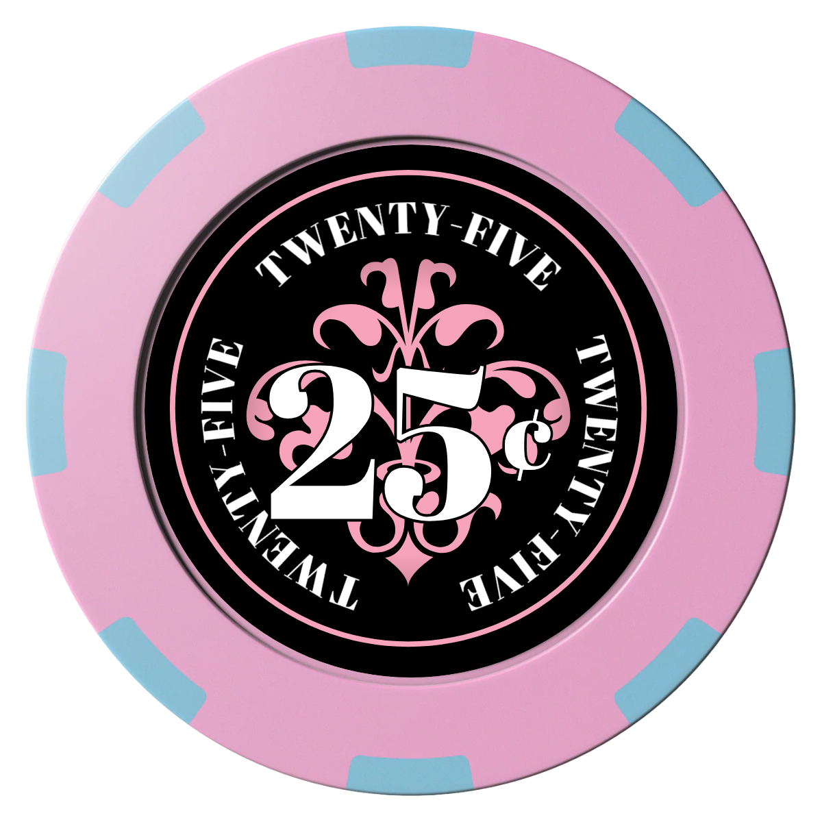 Gothic Revival Clay Poker Chips - Pink / 8 Spot (2 Tone) / 40mm - Front