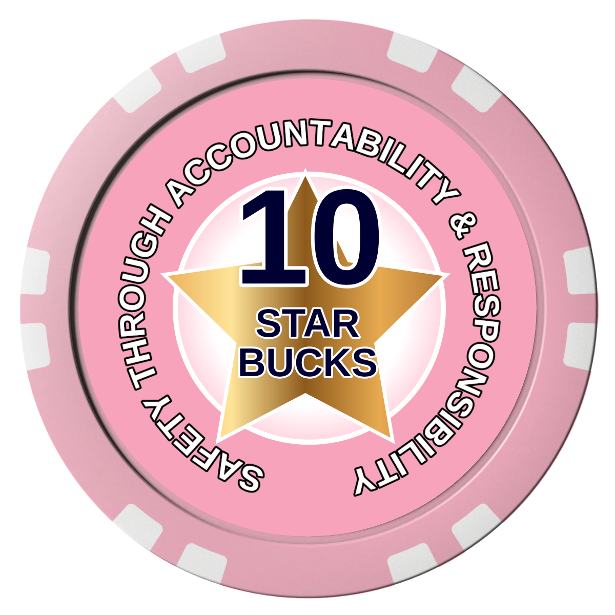 Safety Star Composite Poker Chips - Pink / Double Stripe - Front