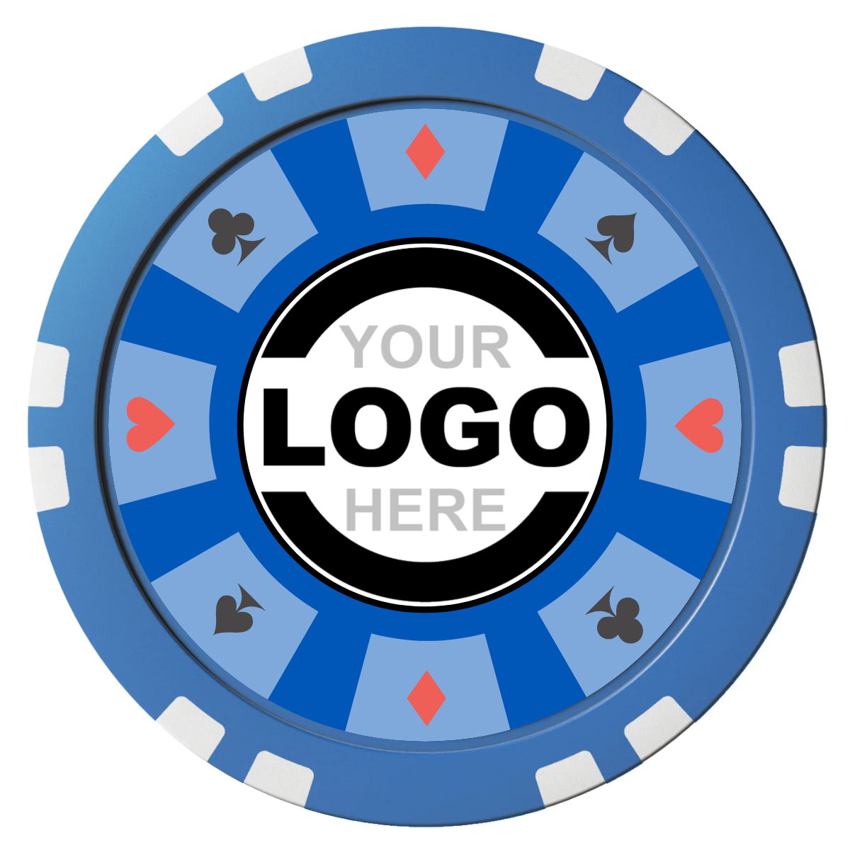 Suit 8 Your Logo Composite Poker Chips - Blue / Double Stripe - Back