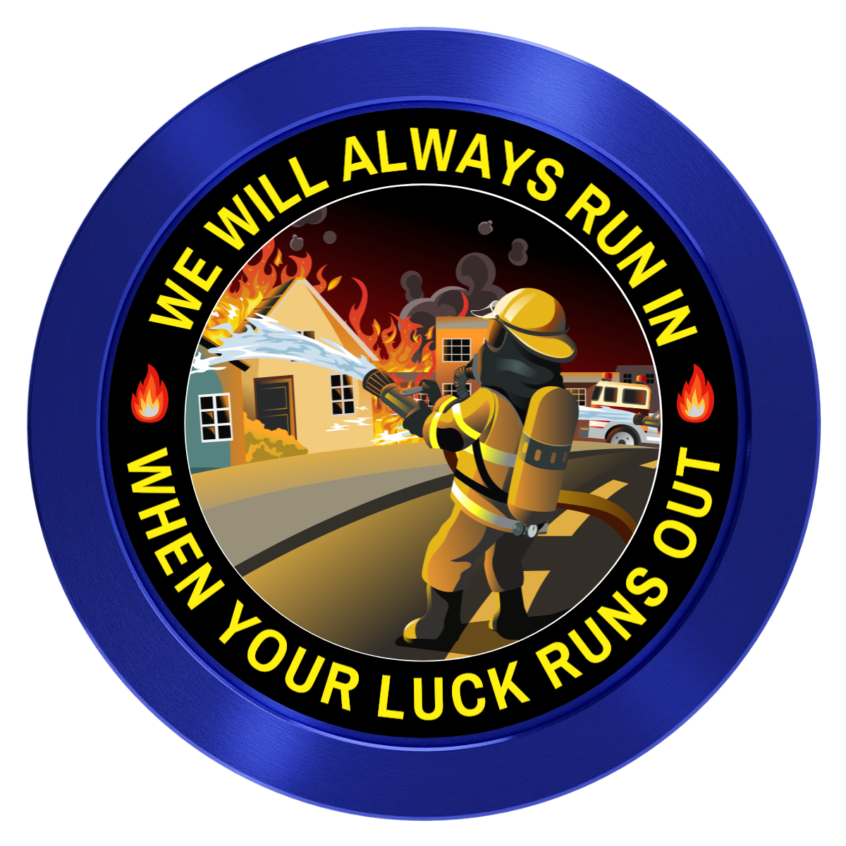 Firefighter Maltese Cross Aluminum Poker Chips - Blue - Front