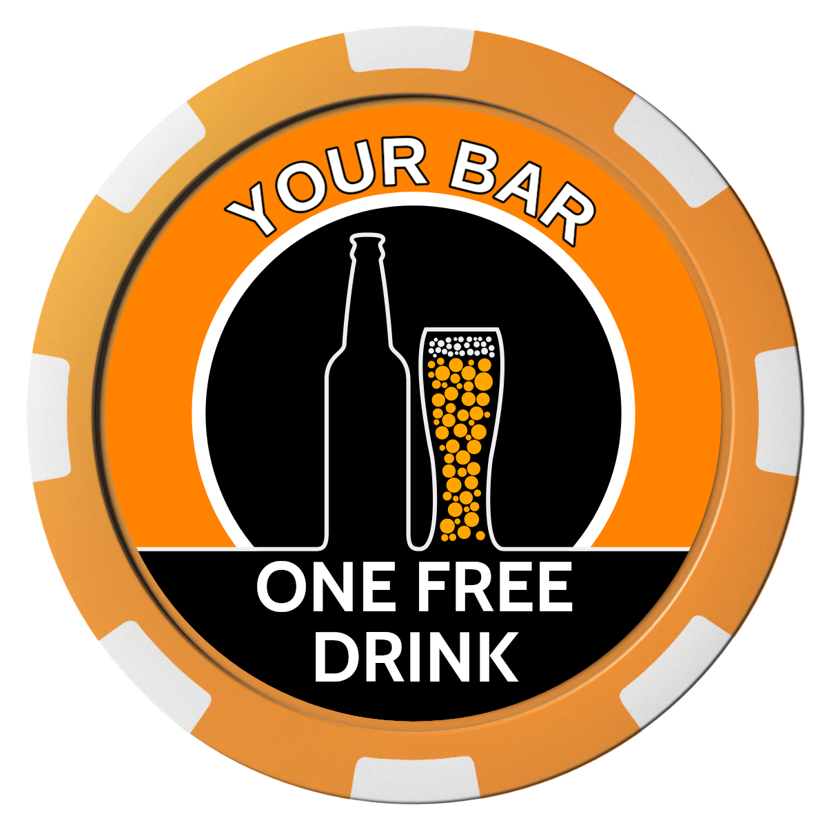 Beer and Glass Composite Poker Chips - Orange / 8 Spot - Front